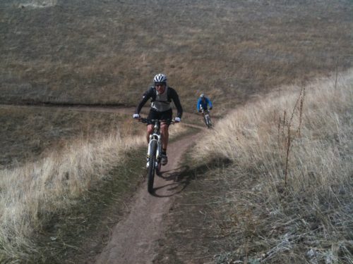 2 riders on the Bonneville Shoreline Trail. The BST is a key part of Salt Lake City's open space. Photo by Dave Iltis