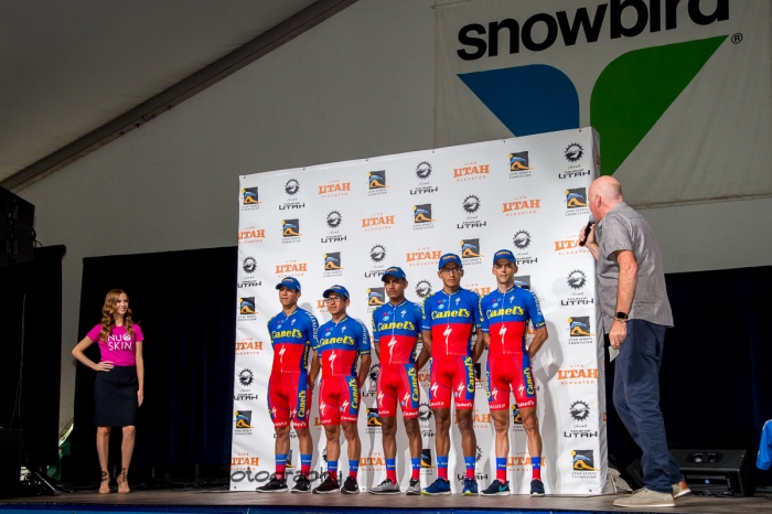 Canel's-Specialized riders. Team Presentation at Snowbird, 2019 LHM Tour of Utah (Photo by Dave Richards, daverphoto.com)