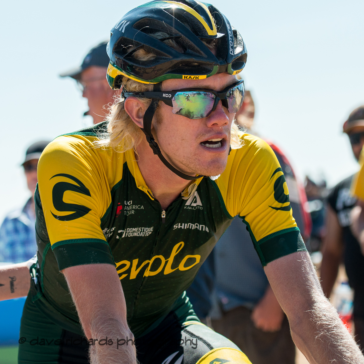 Aevolo rider catches his breath after Stage 2 - Brigham City to Powder Mountain Resort, 2019 LHM Tour of Utah (Photo by Dave Richards, daverphoto.com)