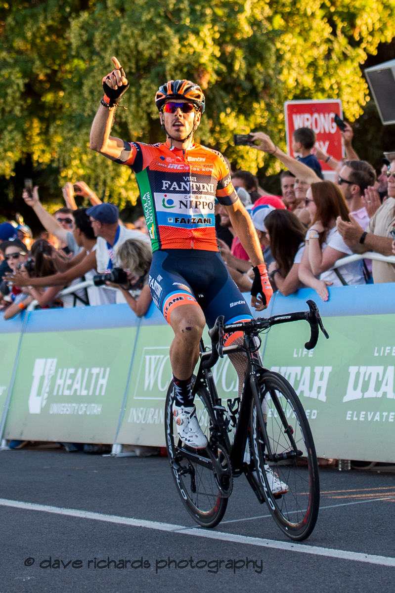 Marco Canola (NIPPO-Vini Fantini-Faizanè) wins Stage 4 - Salt Lake City Circuit Race, 2019 LHM Tour of Utah (Photo by Dave Richards, daverphoto.com)