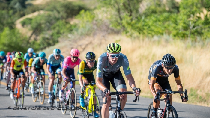 The peloton rolls by above City Creek Canyon. Stage 4 - Salt Lake City Circuit Race, 2019 LHM Tour of Utah (Photo by Dave Richards, daverphoto.com)