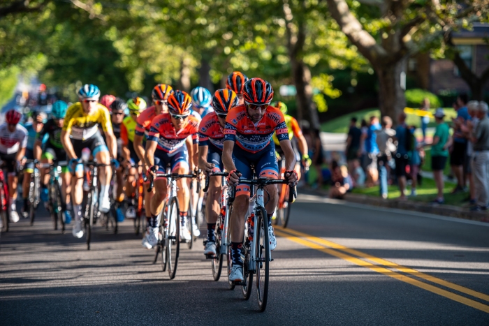 NIPPO-Vini Fantini leads the chase to set-up Marco Canola to bridge to the front group. Stage 4, 2019 Tour of Utah. Photo by Steven L. Sheffield