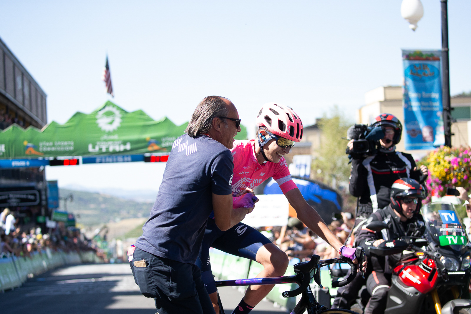 EF Education First swanny and Joe Dombrowski with huge smiles