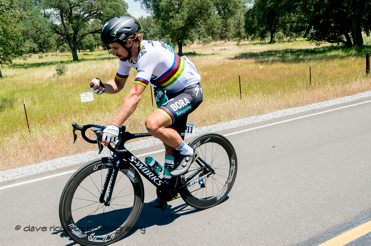 Peter Sagan (Bora Hansgrohe) ponders what's for lunch. Men's Stage Five, Stockton to Elk Grove, 2018 Amgen Tour of California cycling race (Photo by Dave Richards, daverphoto.com)