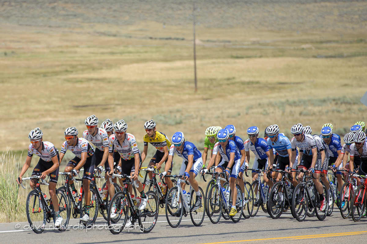Team Jelly Belly riders form a protective cocoon around  their leader Lachlan Morton blocking the heavy winds during Stage 6, 2016 Tour of Utah. Photo by Dave Richards, daverphoto.com