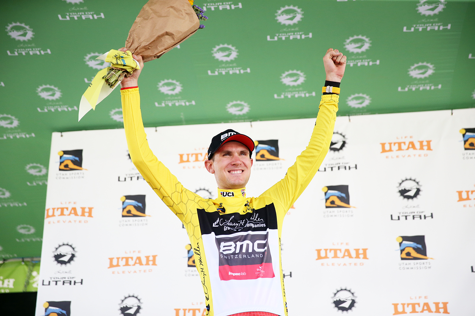 BMC’s Tejay Van Garderen in the yellow. 2018 Tour of Utah Team Prologue, August 6, 2018, St. George, Utah. Photo by Cathy Fegan-Kim, cottonsoxphotography.net