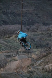 A rider at the I Street Jumps. Photo by Dave Iltis