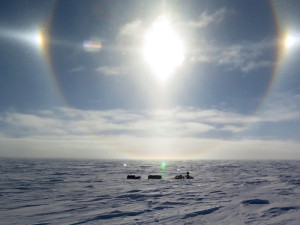 The sun dog meant a white out was coming. Photo: Daniel Burton