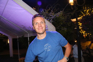 Station Park Criterium organizer Tyler Servoss is all smiles after the race is over. Photo by Dave Iltis