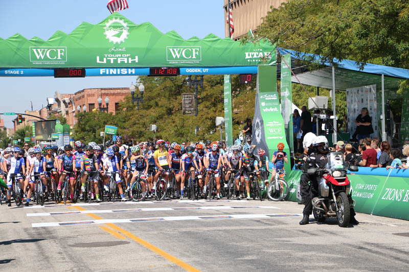 At start of the 2015 Tour of Utah Women's Edition Stage 2 in Ogden, Utah on August 4, 2015. Photo by Dave Iltis