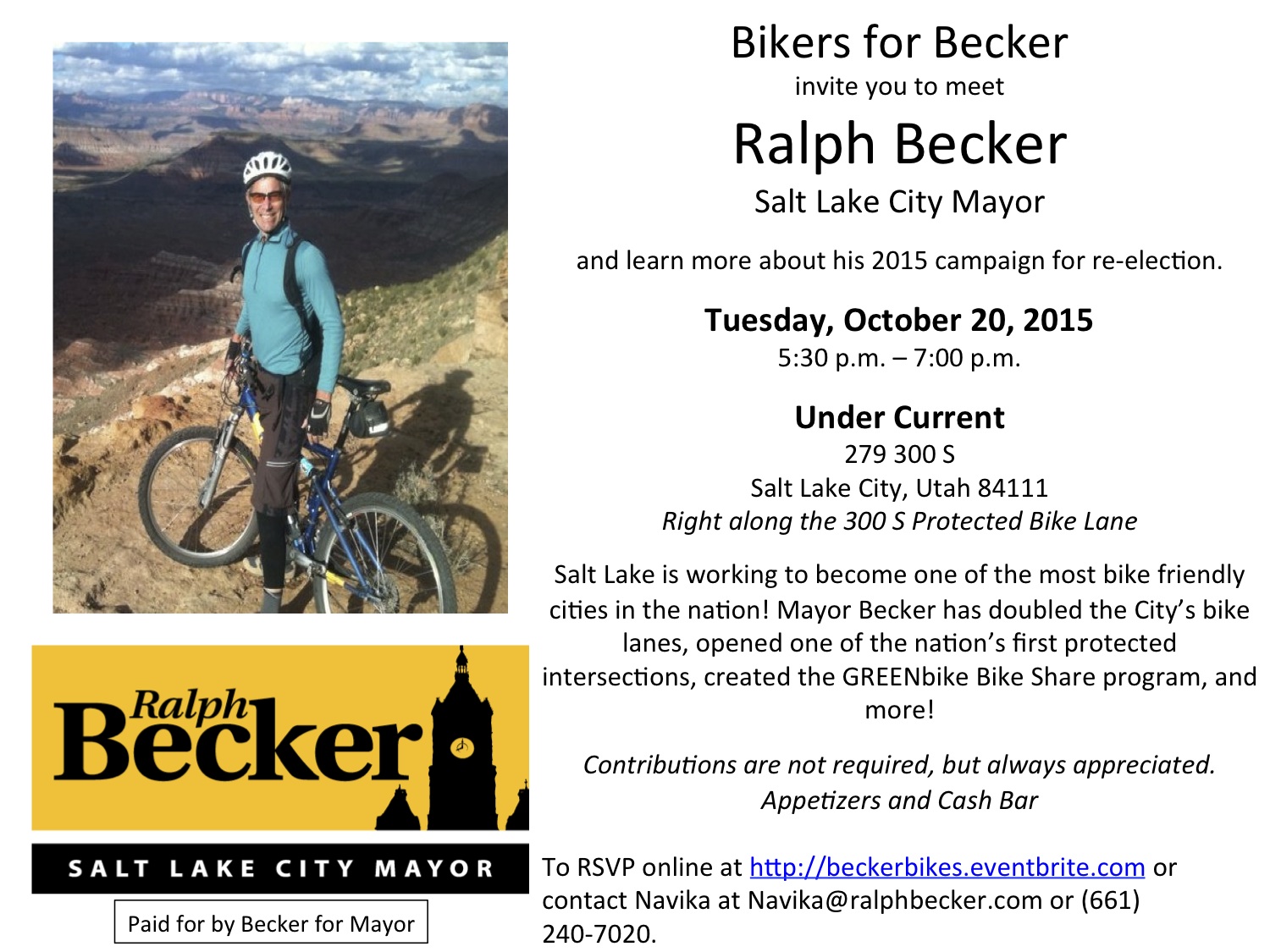 Becker Campaign to Hold Fundraiser Aimed at Cyclists