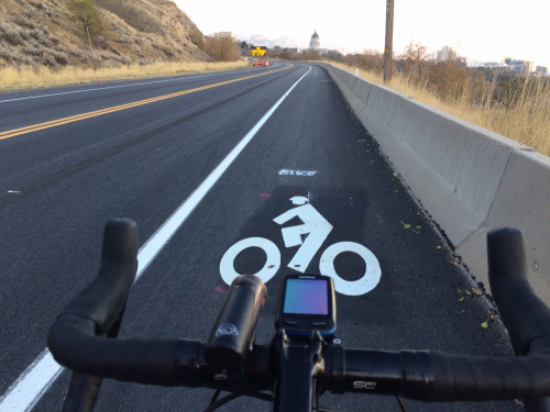 The new bike lanes on Victory Road were installed in November 2015. The road was widened by 2 feet to accommodate bike lanes in both directions. Photo by Dave Iltis