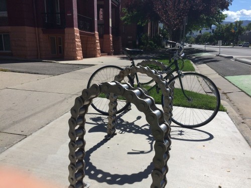 Cool new bike racks in Salt Lake City. Photo by Dave Iltis