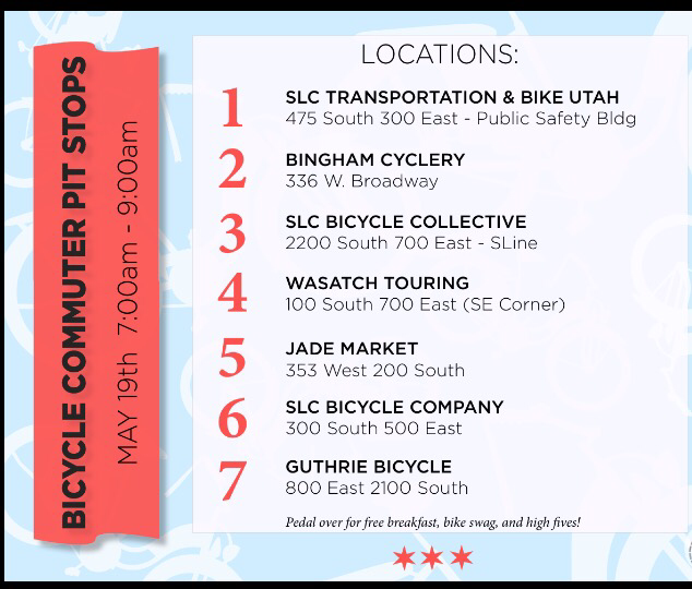 Bike Pit Stops in Salt Lake City on May 19