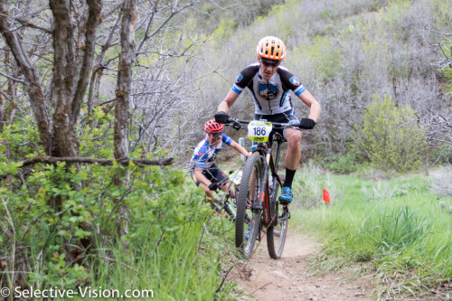 Drew Free and Anders Johnson battle it out at the Soldier Hollow Intermountain Cup race on May 7, 2016. Photo by Angie Harker; Selective-Vision.com