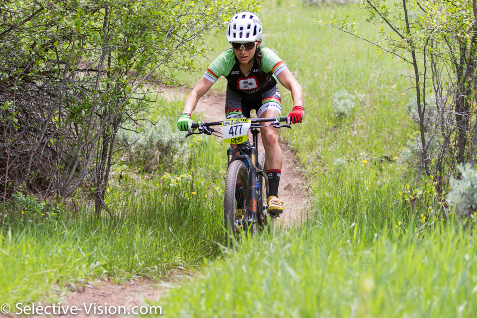 Rachel Anders on her way to winning the Pro-Women's Class at the Soldier Hollow Intermountain Cup race on May 7, 2016. Photo by Angie Harker; Selective-Vision.com