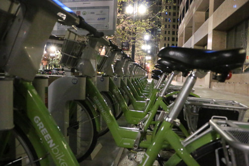 GreenBikes are everywhere in downtown Salt Lake City. Isn't it time to make it legal for them to ride on the sidewalk? Photo by Dave Iltis