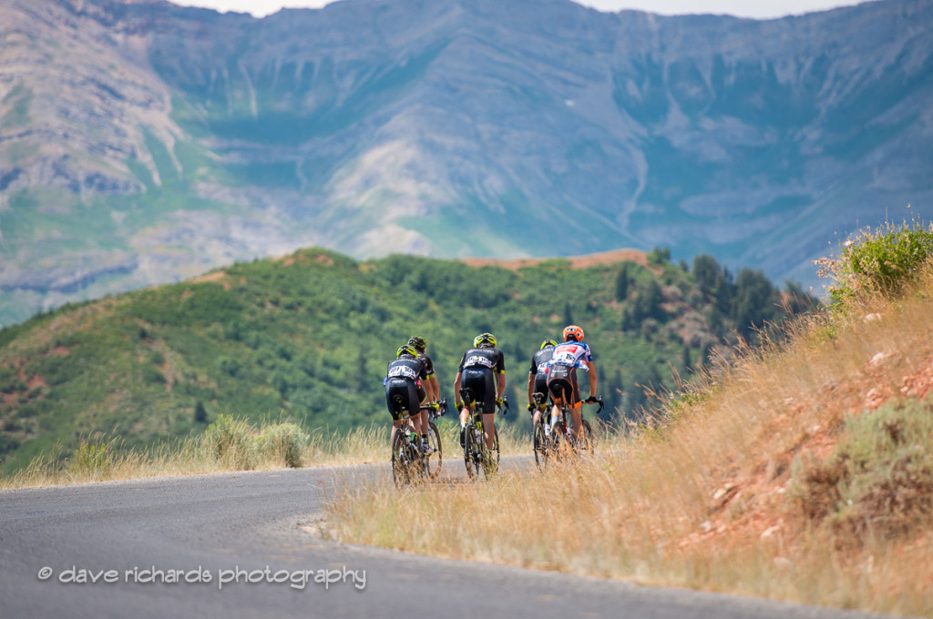 Riders roll off into the distance on Mt. Nebo, Stage 3, 2016 Tour of Utah. Photo by Dave Richards, daverphoto.com