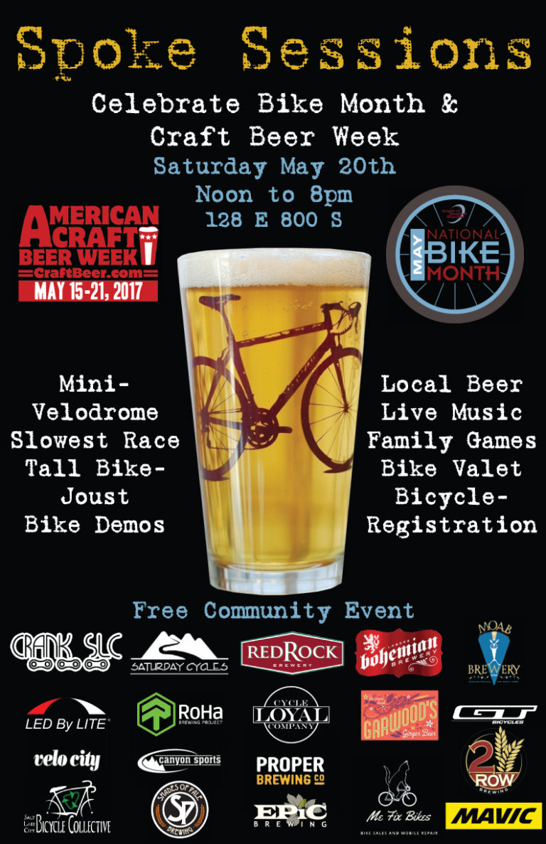 Spoke Sessions to Celebrate Bikes and Beer in Salt Lake City on May 20, 2017
