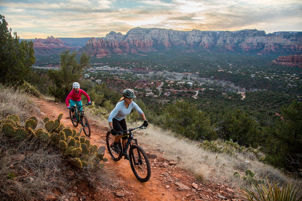 Riding just above town along "Airport Mesa" at the Sedona Mountain Bike Festival. Photo by Devon Balet