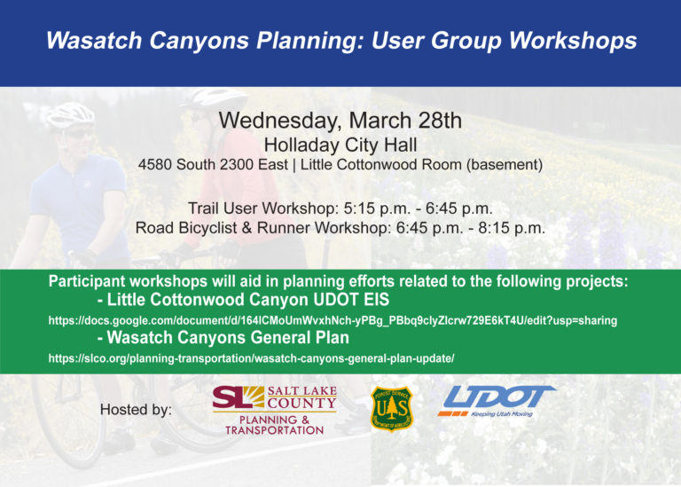 Salt Lake County to Host Working Group on Road and MTB in the Wasatch on March 28, 2018