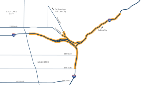 Parley's Canyon Interchange EIS study area. Graphic from UDOT.