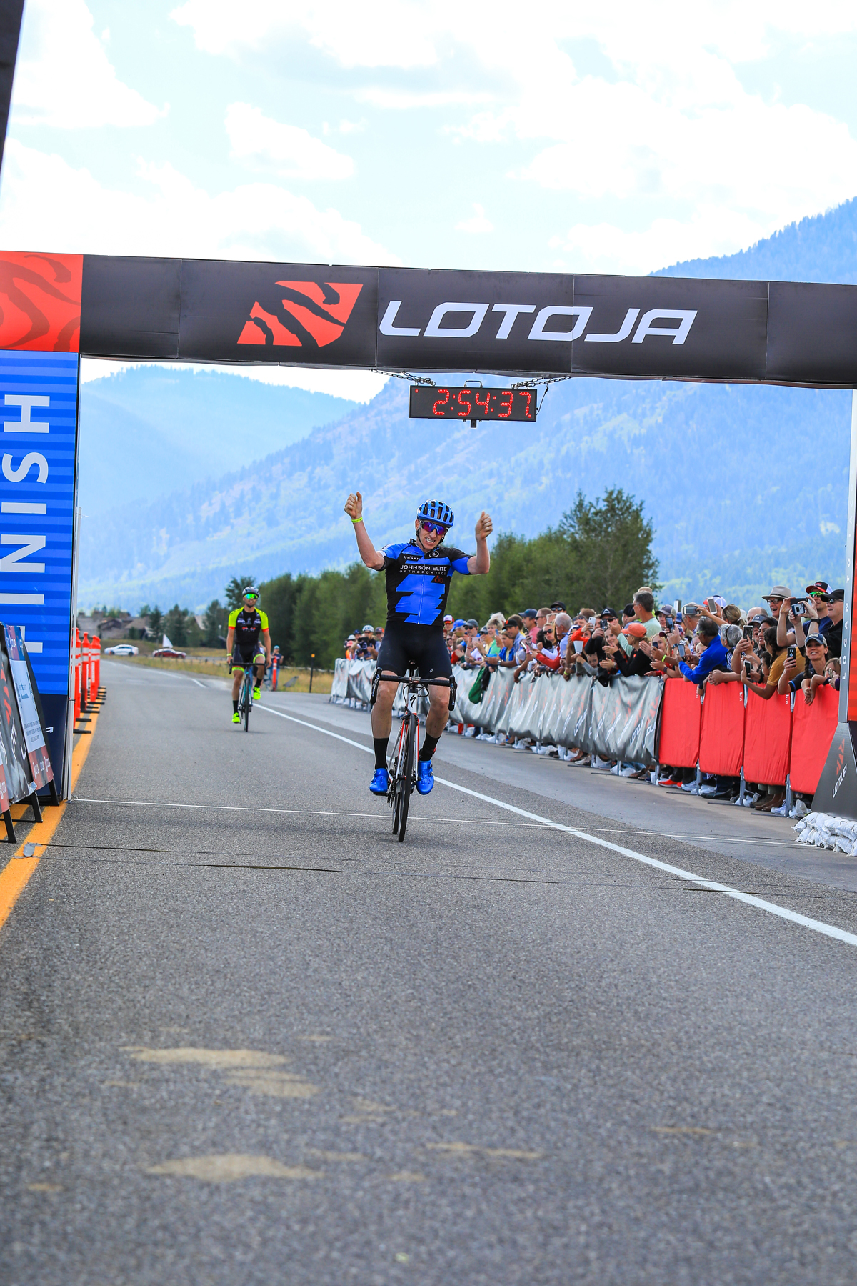 Roger Arnell (Johnson Elite Orthodontics) celebrates after winning the Men's Pro 123 race in the 37th Annual LoToJa Classic held on September 7, 2019. Arnell finished the 202-mile course in 8:45:51. Photo courtesy of Snake River Photo