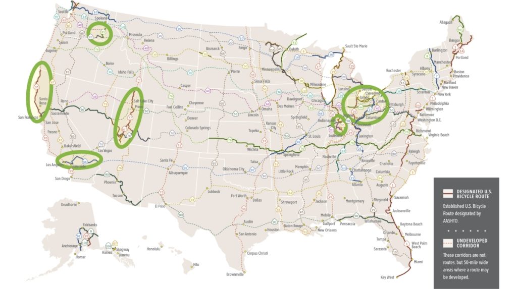 The US Bike Route System has new routes in 5 states in 2021.