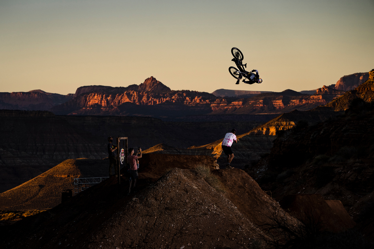 Brandon Semenuk riding the course during the Red Bull Rampage in Virgin, Utah, USA on 10 October, 2021. Photo courtesy Red Bull Content Pool