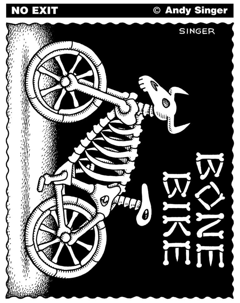 No Exit Bicycle Cartoon: Bone Bike