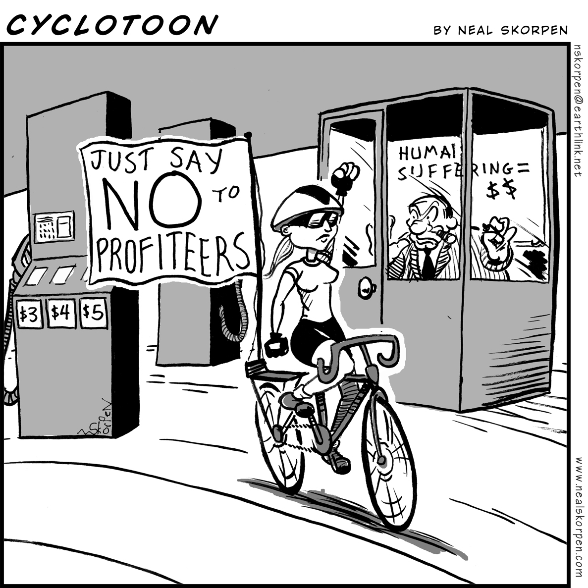 Cyclotoon: Just Say No to Profiteers, by Neal Skorpen