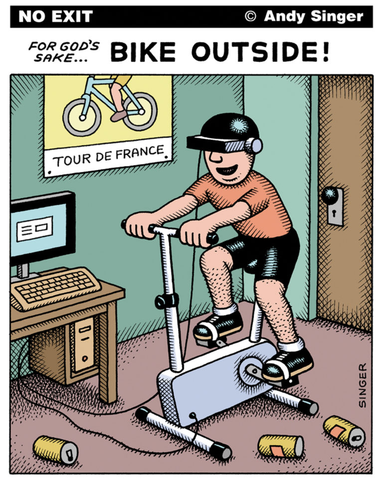 No Exit Bike Cartoon: Bike Outside!