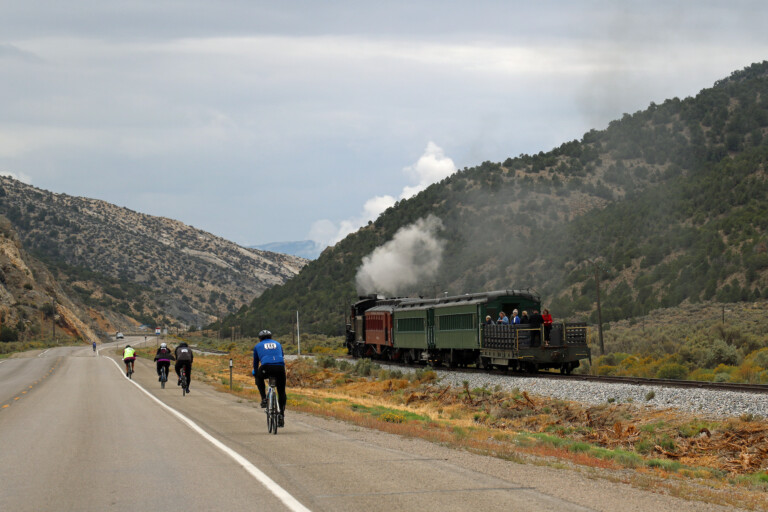 Race the Rails Features a Road and Mountain Bike Race Against the Train in Ely, Nevada