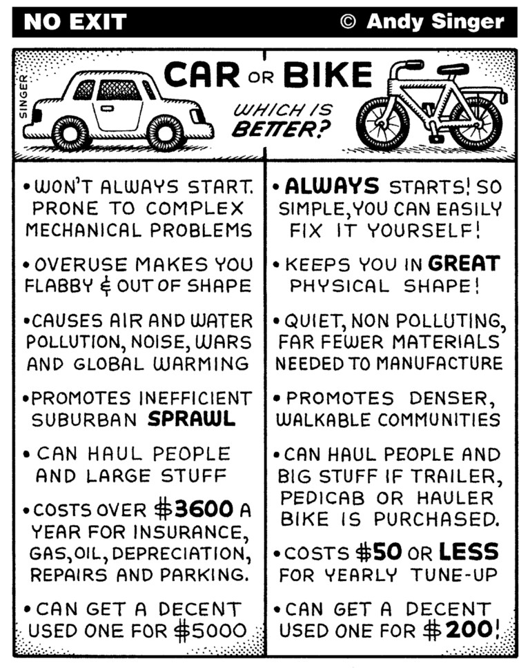 No Exit Bicycle Cartoons: Car or Bike?