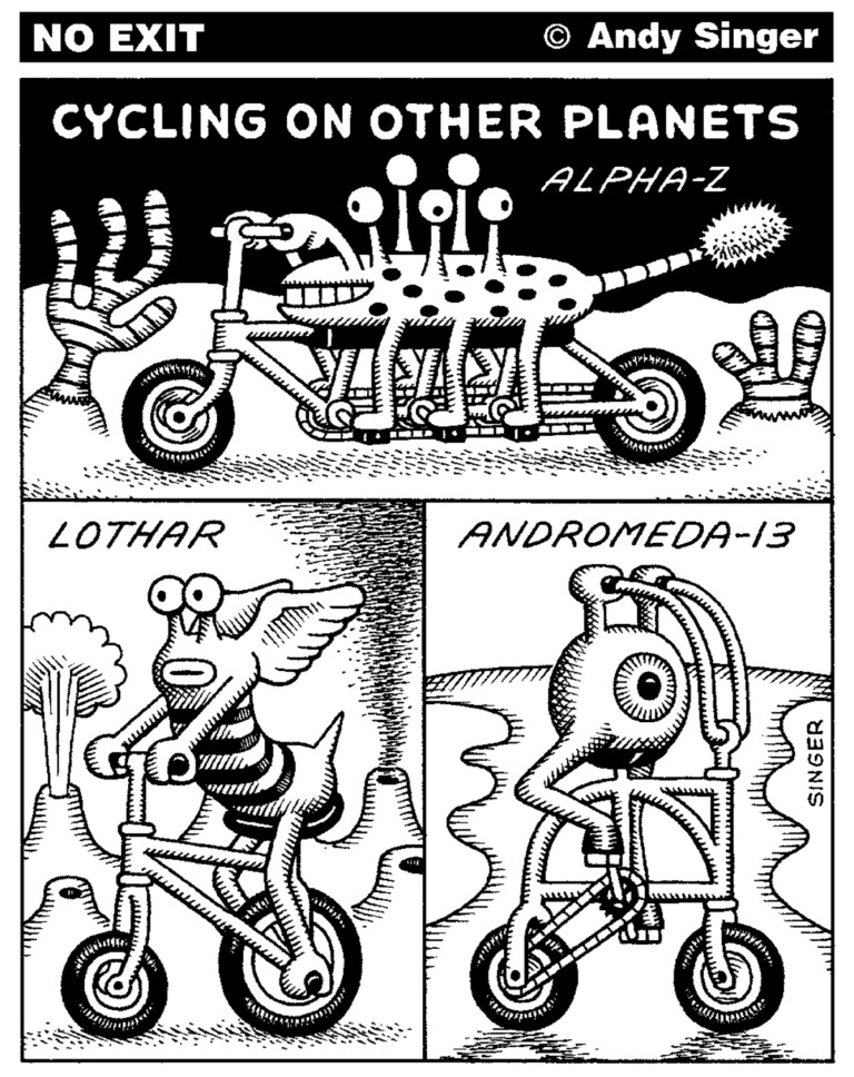 No Exit Bicycle Cartoon: Cycling On Other Planets