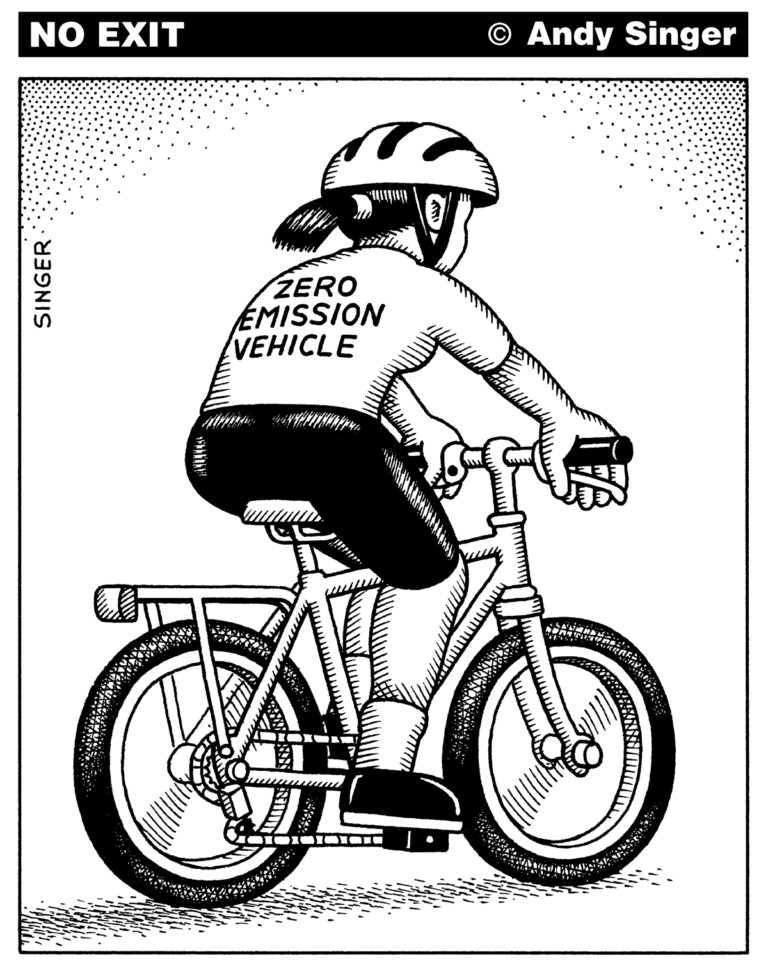 No Exit Bicycle Cartoon: Zero Emission Vehicle