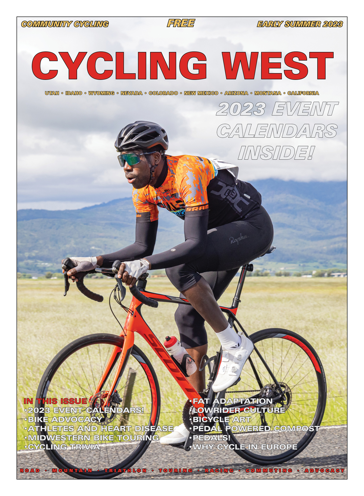 Cycling West Early Summer 2023 Cover Photo: Karl-Henry Dossous of the Dialed Cycling Team in the 2022 Baker City Cycling Classic time trial. Photo by Ddup Photos - David and Denise Ward, courtesy Baker City Cycling Classic